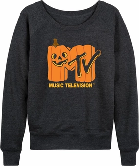 HYBRID APPAREL - MTV - Logo Jack O Lantern - Women's Lightweight French Terry Pullover