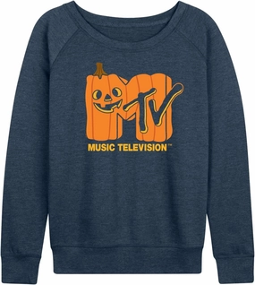 HYBRID APPAREL - MTV - Logo Jack O Lantern - Women's Lightweight French Terry Pullover