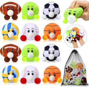 HyDren 6 Pcs Sports Party Favors Mini Stress Balls for Adult Kids, 3.15 Inch Plush Baseball Sensory Squeeze Basketball Soccer Football Toy Gift for Stress Anxiety Relief, Themed Birthday Party Favor