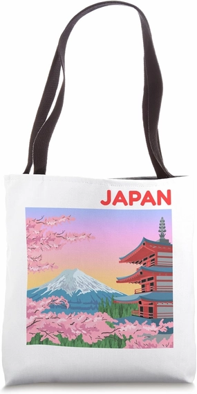 I Love Japan Funny Japanese Mount Fuji Cherry Blossoms Lover Tote Bag