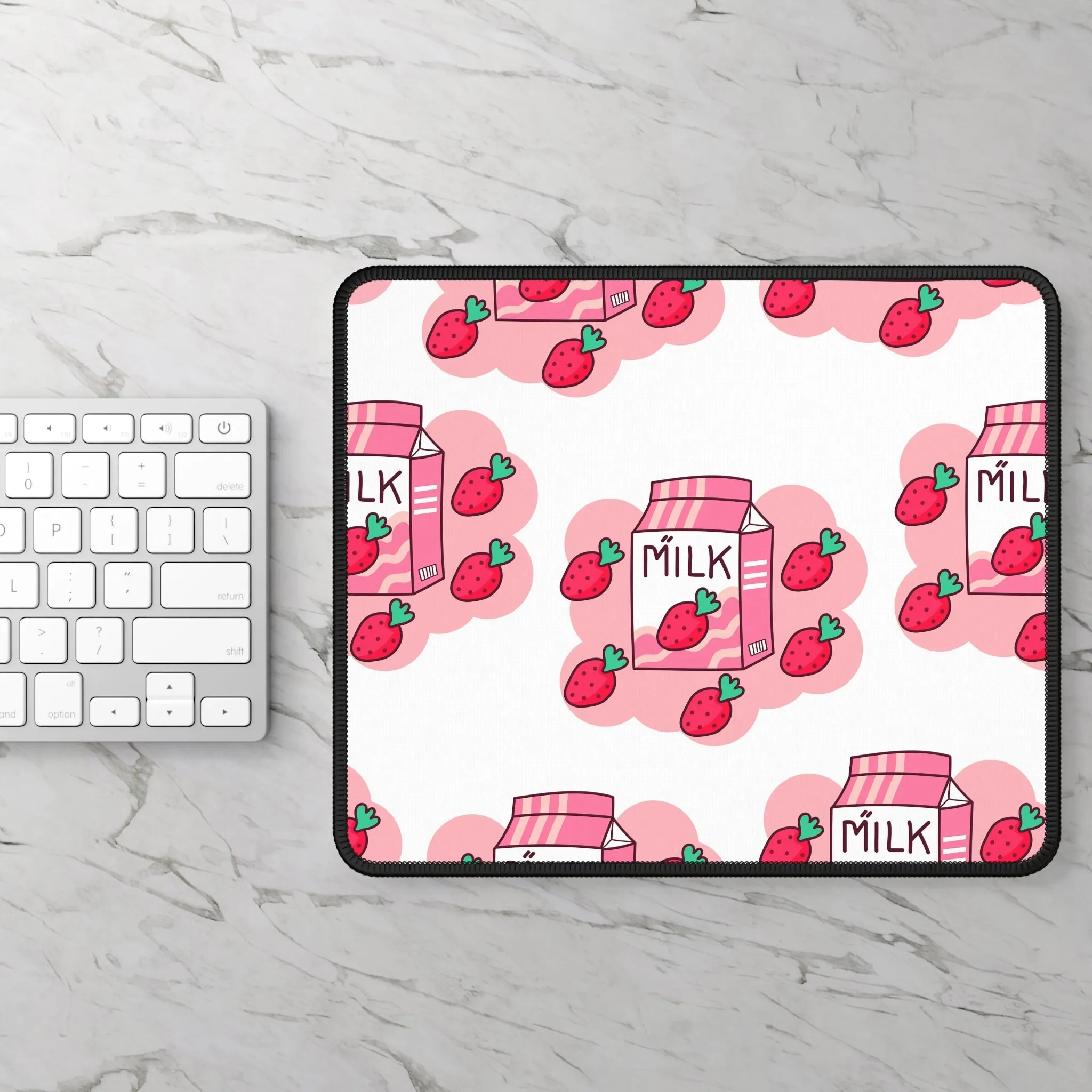 Icon Drawing Strawberry Milk Gaming Mouse Pad