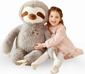 IKASA Large Sloth Stuffed Animal Plush Bradypode Toy for Children (Gray, 30 inches)