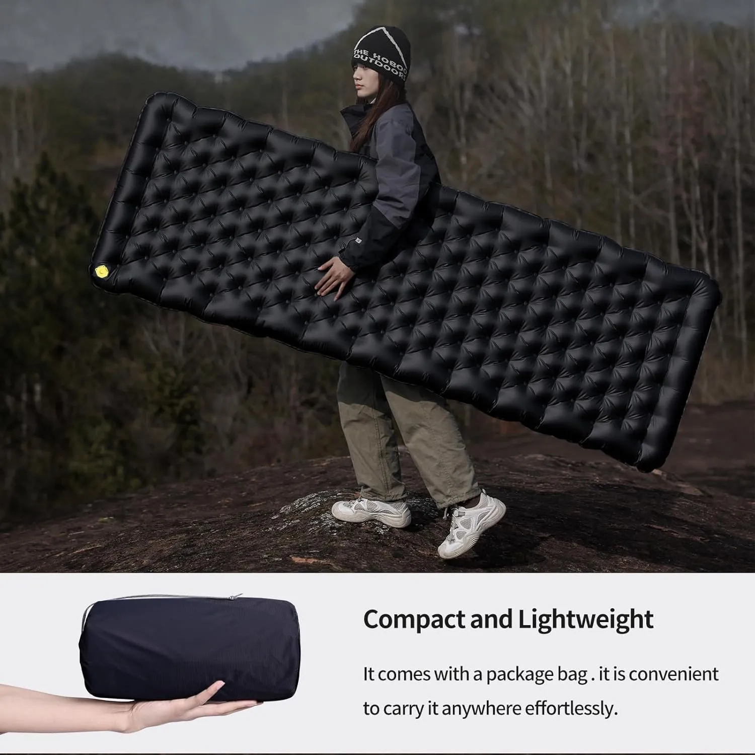 Inflatable Sleeping Pad for Camping Insulated Ultralight Compact Durable Waterproof Sleeping Mat for Outdoor Backpacking Hiking Camping Mat with Inflatable Bag R5.4