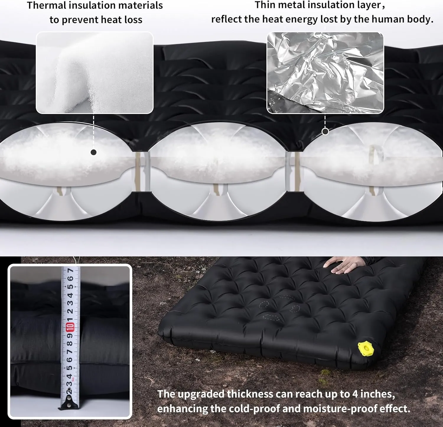 Inflatable Sleeping Pad for Camping Insulated Ultralight Compact Durable Waterproof Sleeping Mat for Outdoor Backpacking Hiking Camping Mat with Inflatable Bag R5.4