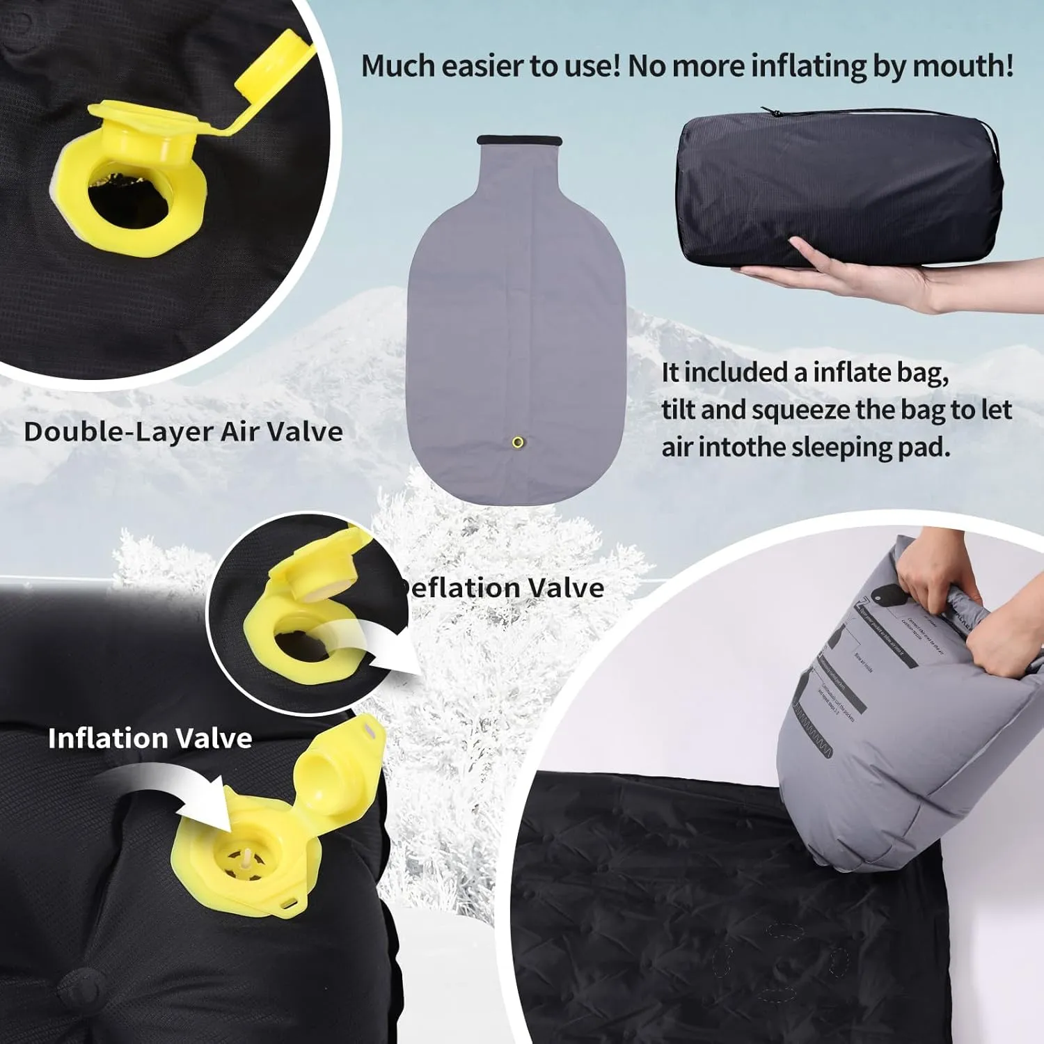Inflatable Sleeping Pad for Camping Insulated Ultralight Compact Durable Waterproof Sleeping Mat for Outdoor Backpacking Hiking Camping Mat with Inflatable Bag R5.4