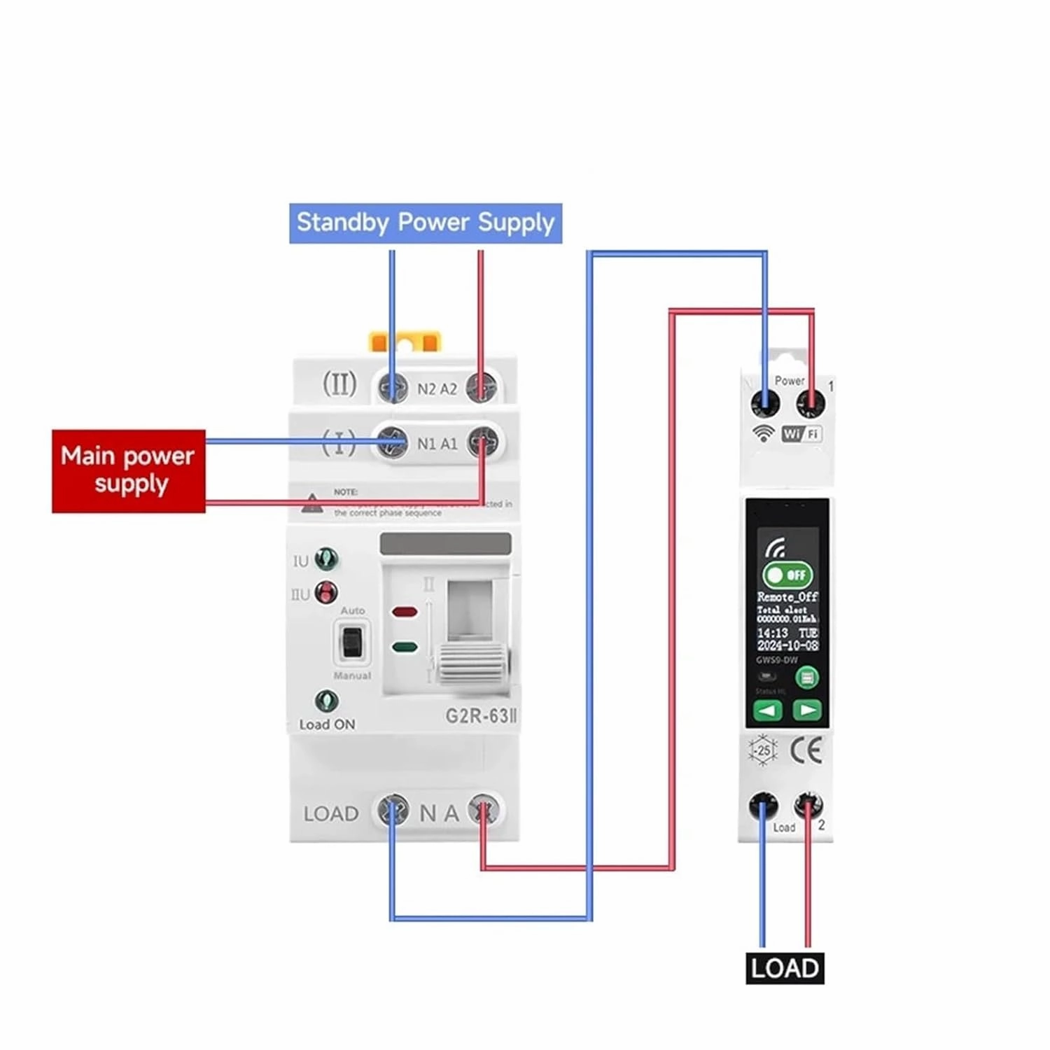 Intelligent Circuit Breaker 1P N with Metering Function for Wireless Remote Monitor Control(NO Display Screen)