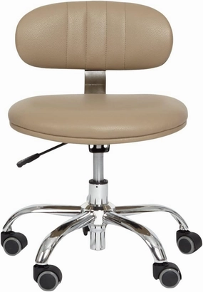 J & A M Technician Stool for use with Pedicure Chairs and Manicure Tables, High Density Foam, Durable Metal Base with Industrial Casters, in Taupe, JA-WI-STO-M-Tau