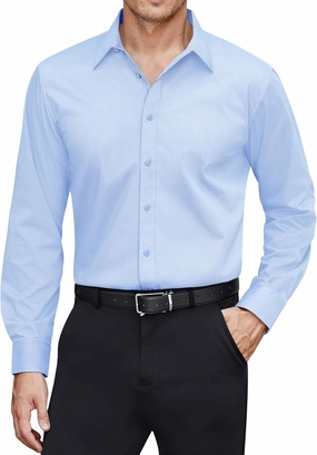 J.VER Men's Dress Shirts Stretch Stain Shield Long Sleeve Solid Formal Shirt Business Casual Button Down Shirts
