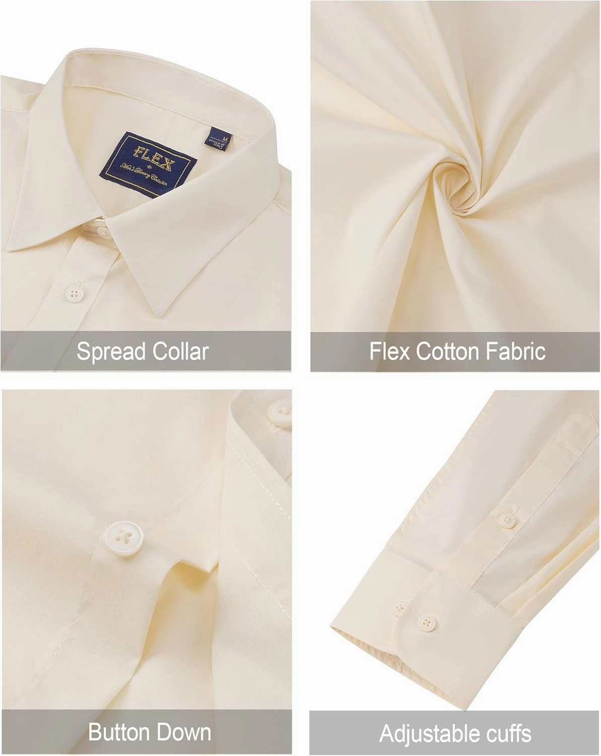 J.VER Men's Dress Shirts Stretch Stain Shield Long Sleeve Solid Formal Shirt Business Casual Button Down Shirts