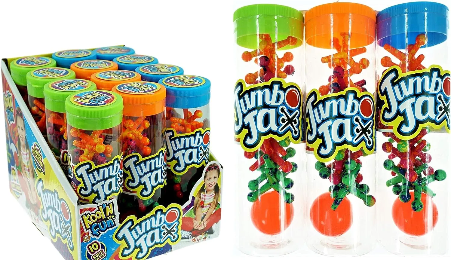JA-RU Jumbo Jax Toy w/Bouncy Ball (12 Jax Set) Classic Rubber Jacks Vintage Toys for Kids & Adult. Old School Retro Board Games. Party Favor Fidget Pack Pinata Filler Stocking Stuffer. 6569-12p