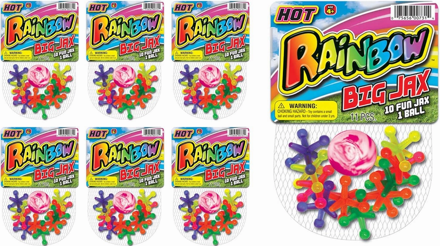 JA-RU Big Jacks Toy Set (Pack of 6 Units) Kids Jax Classic Games Great Party Favors or Pinata Filler in Bulk. 731-6