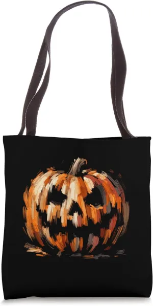 Jack O Lantern Pumpkin Halloween Impressionist Art Style Tote Bag