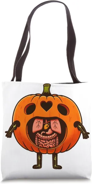 Jack-o'-lantern X-ray Intestines and Bones Halloween Costume Tote Bag