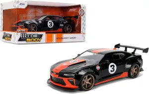 Jada Toys Bigtime Muscle 1:24 2016 Chevy Camaro SS Gulf Die-cast Car – Opening Doors, Hood, Trunk, Rubber Tires(Black)