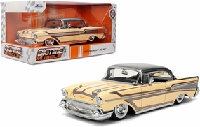 Jada Toys Bigtime Muscle 1:24 1957 Chevy Bel-Air Die-cast Car – Opening Doors, Hood, Trunk, Rubber Tires(Glossy Beige)