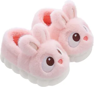 JadeRich Boys Girls Rabbit Slippers Faux Fur Cartoon Bunny Fuzzy Lining Cushioned Non Slip House Shoes for Toddler Kids