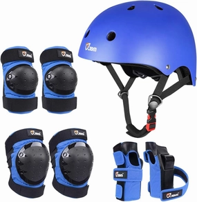 JBM Adult & Kid Skating Protective Gear Set for Beginner to Advanced, Skateboard Helmet Knee and Elbow Pads with Wrist Guards for Inline Roller Skating, Scooter, Skateboarding