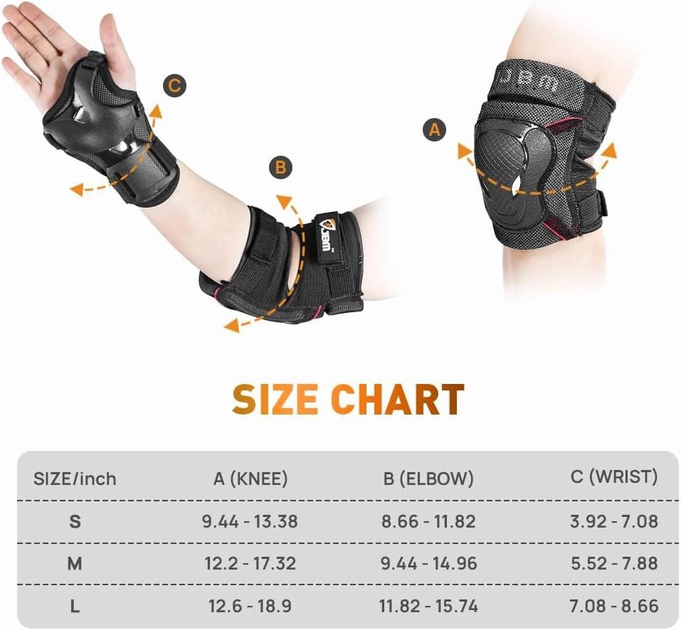 JBM Adult & Kids Knee Pads Elbow Pads with Wrist Guards Protective Set for Biking, Cycling, Riding, Roller Skating, Inline Roller Skating and More Outdoor Multi-Sports