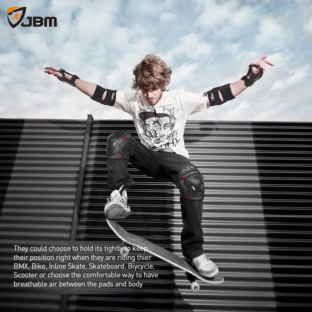 JBM Adult & Kids Knee Pads Elbow Pads with Wrist Guards Protective Set for Biking, Cycling, Riding, Roller Skating, Inline Roller Skating and More Outdoor Multi-Sports