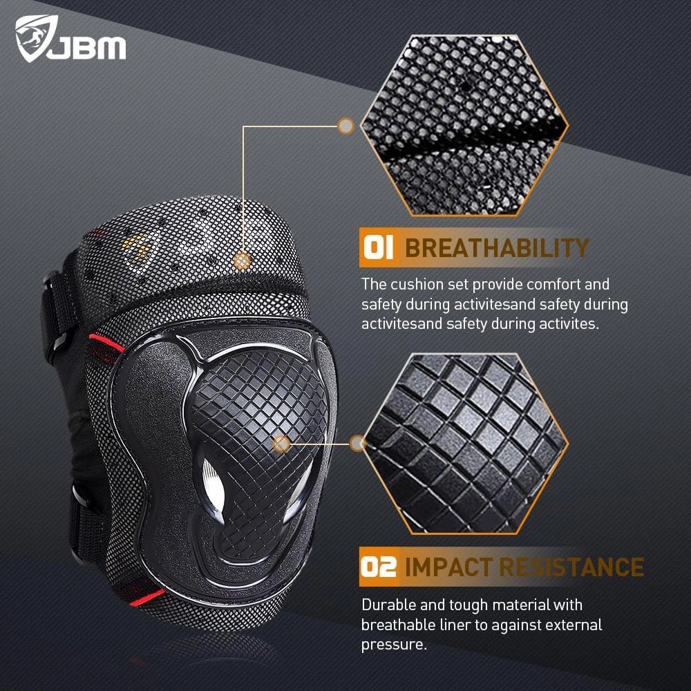 JBM Adult & Kids Knee Pads Elbow Pads with Wrist Guards Protective Set for Biking, Cycling, Riding, Roller Skating, Inline Roller Skating and More Outdoor Multi-Sports