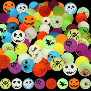 Jenaai 120 Pcs Halloween Glow in the Dark Bouncy Balls Halloween Theme Designs Bouncing Balls Toys for Goodie Bags Trick or Treat Party Favors Supplies School Classroom Rewards Gift Decorations
