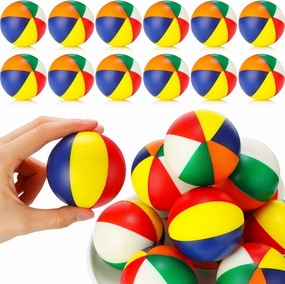 Jerify 24 Pcs Mini Beach Stress Balls 2.5 Inch Foam PU Relief Stress Ball Mini Rainbow Blow Up Beach Balls Toys for Girls Boys Birthday Beach Hawaiian Party Favors Summer Pool Games (Classic Color)