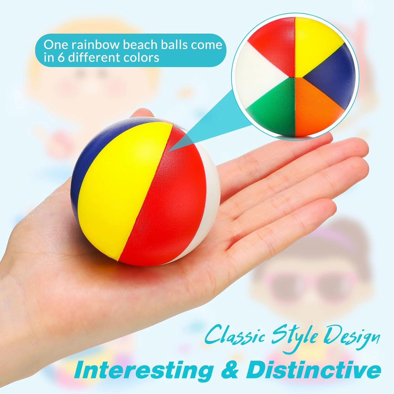 Jerify 24 Pcs Mini Beach Stress Balls 2.5 Inch Foam PU Relief Stress Ball Mini Rainbow Blow Up Beach Balls Toys for Girls Boys Birthday Beach Hawaiian Party Favors Summer Pool Games (Classic Color)