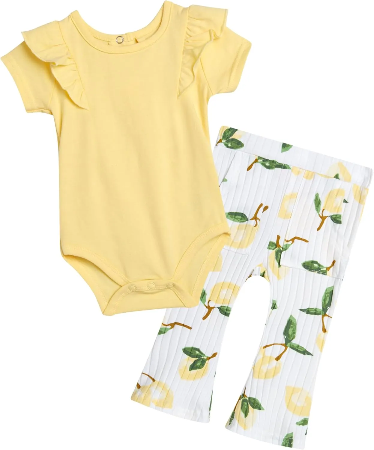 Jessica Simpson Baby Girl Clothes Set - 2 Piece Baby Onesie Bodysuit and Infant Pants Newborn Girl Outfits (Sizes: 0-9M)