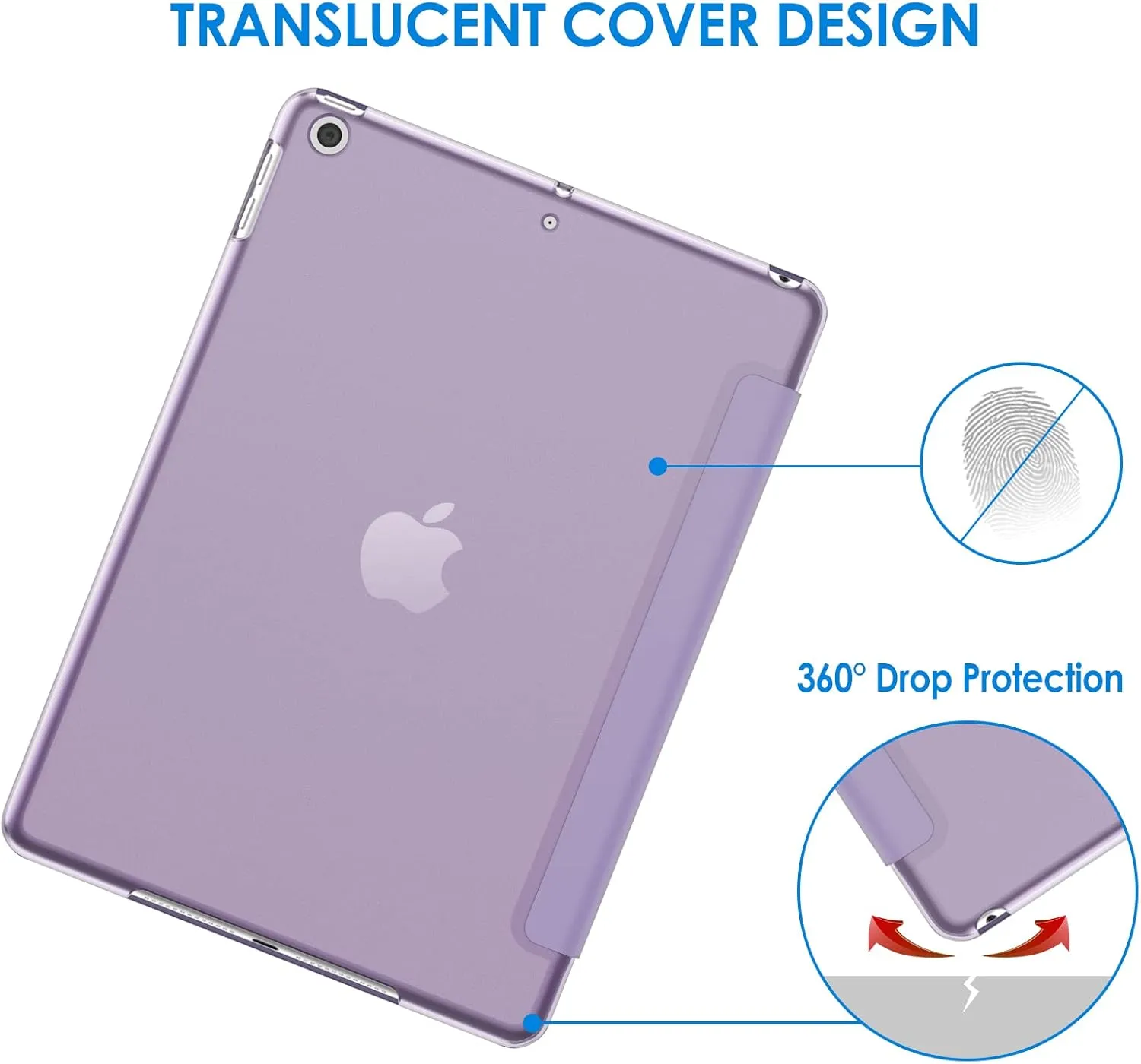 JETech Case for iPad (9.7-Inch, 2018/2017 Model, 6th/5th Generation), Smart Cover Auto Wake/Sleep (Light Purple)