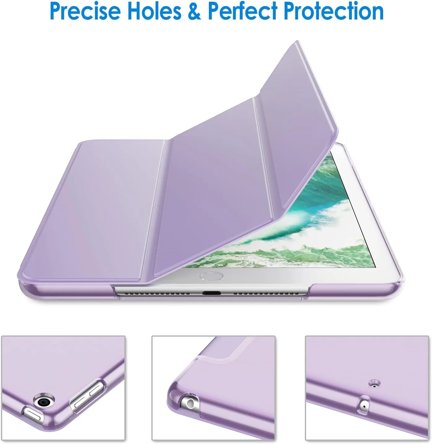 JETech Case for iPad (9.7-Inch, 2018/2017 Model, 6th/5th Generation), Smart Cover Auto Wake/Sleep (Light Purple)
