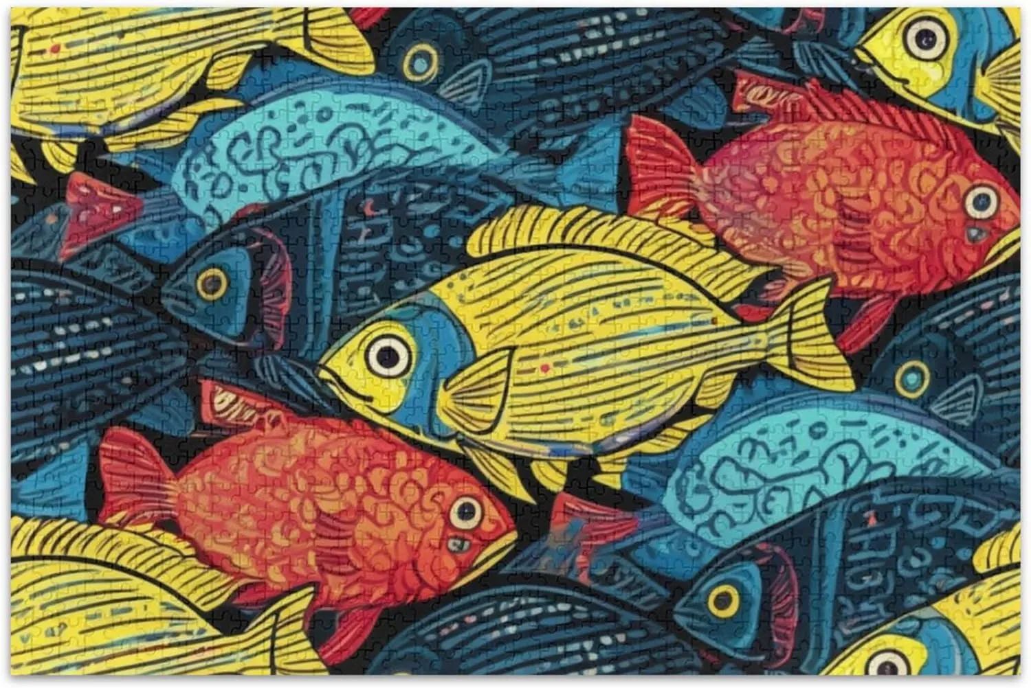 Jigsaw Puzzles for Adults 1000 Pieces Animal Flower Art Custom Winter Scene Puzzle Colorful Fish Gifts for White Elephant Game, 29.5x19.7 Inch