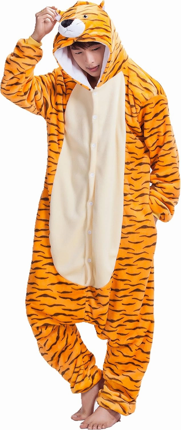 JJEUWE Adult Tiger Suit Pajamas Kigurumi Hoodie Jumpsuit Playsuit