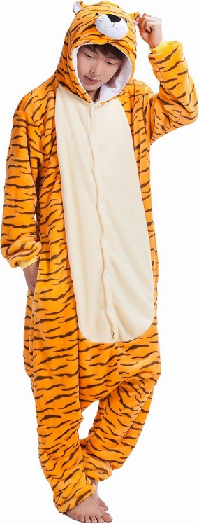 JJEUWE Adult Tiger Suit Pajamas Kigurumi Hoodie Jumpsuit Playsuit