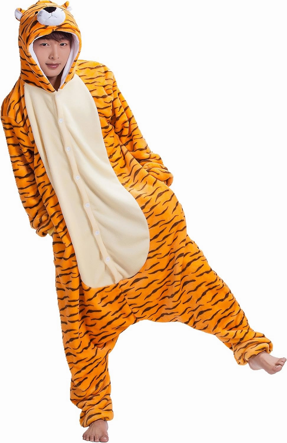 JJEUWE Adult Tiger Suit Pajamas Kigurumi Hoodie Jumpsuit Playsuit