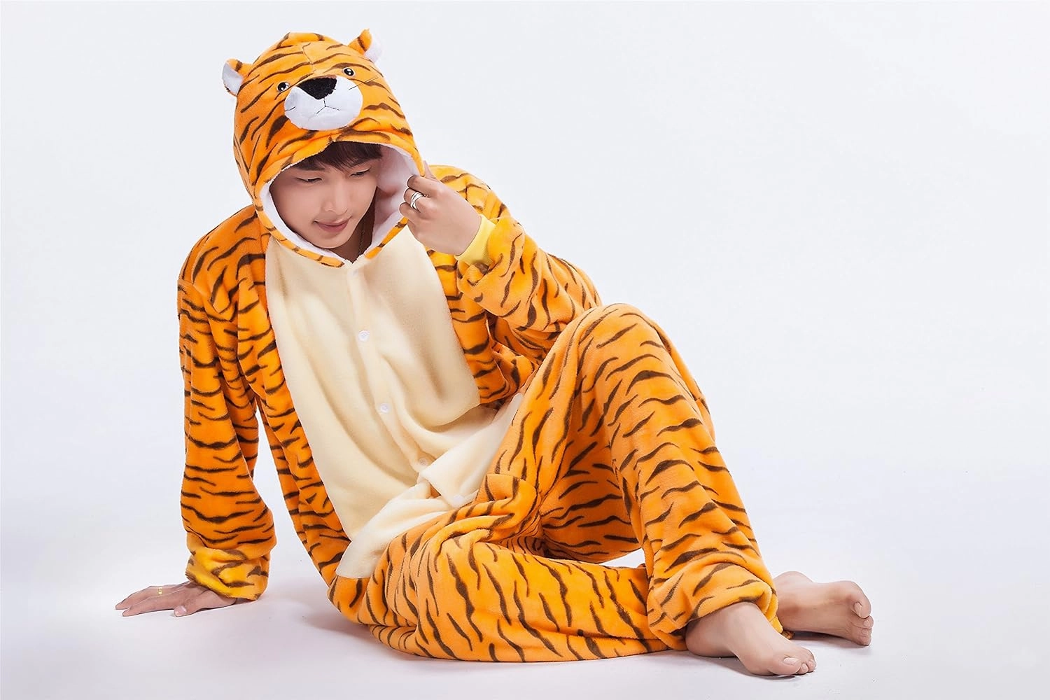 JJEUWE Adult Tiger Suit Pajamas Kigurumi Hoodie Jumpsuit Playsuit