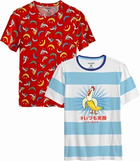 JOE BOXER Men's Retro Smiley Face Graphic Tee 2 Pack Set - Classic Happy Face Emoticon T-Shirt for Positive Vibes