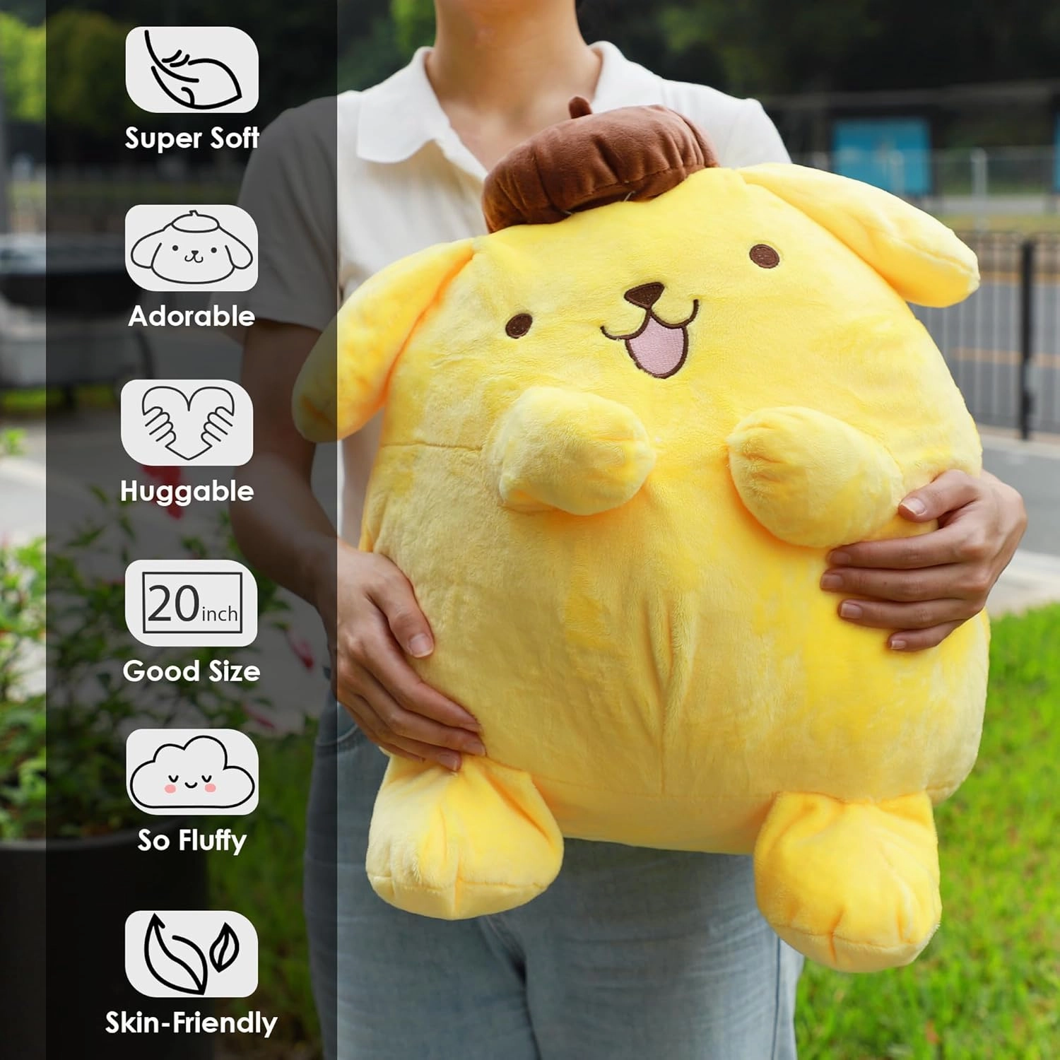 Juju Pompompurin Plush (20 in) - Cute Kawaii Plushies - Kawaii Accessories Pompompurin Stuff - Pom Pom Purin (Fun)
