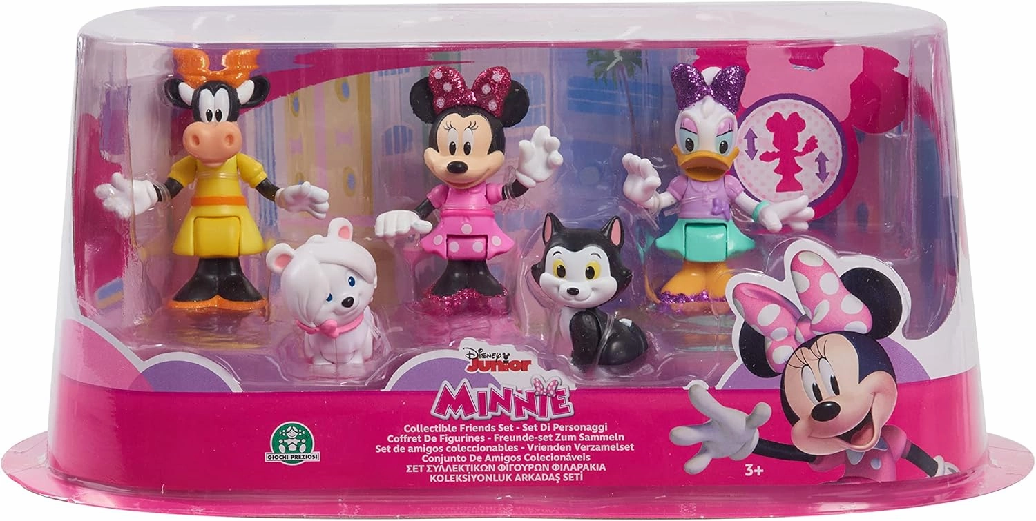 Just Play Disney Junior Minnie Mouse Movable Collectable Figures Pack of 5: Minnie Mouse, Daisy Duck, Figaro, Klarabella Cow, Snowpuff, from 3 Years, 89958, Multicoloured