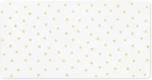 Kate Spade New York Decorative Desk Pad, Vegan Leather Keyboard and Mouse Pad for Desktop, Gold Dot with Script