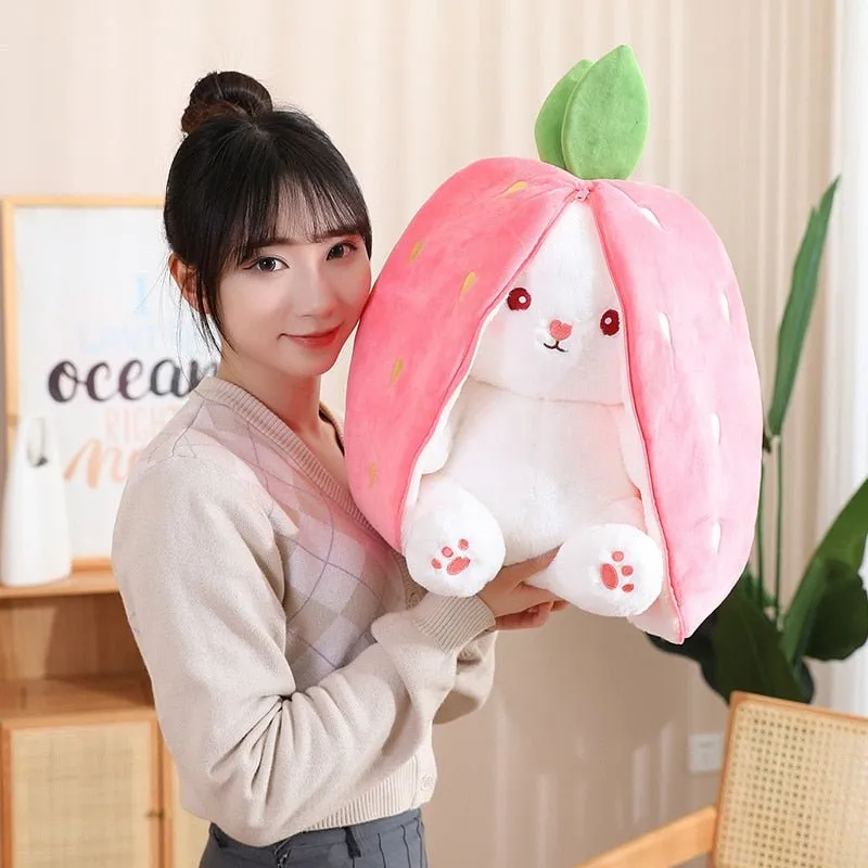 Kawaii Bunny in Strawberry & Carrot Hiding Bag