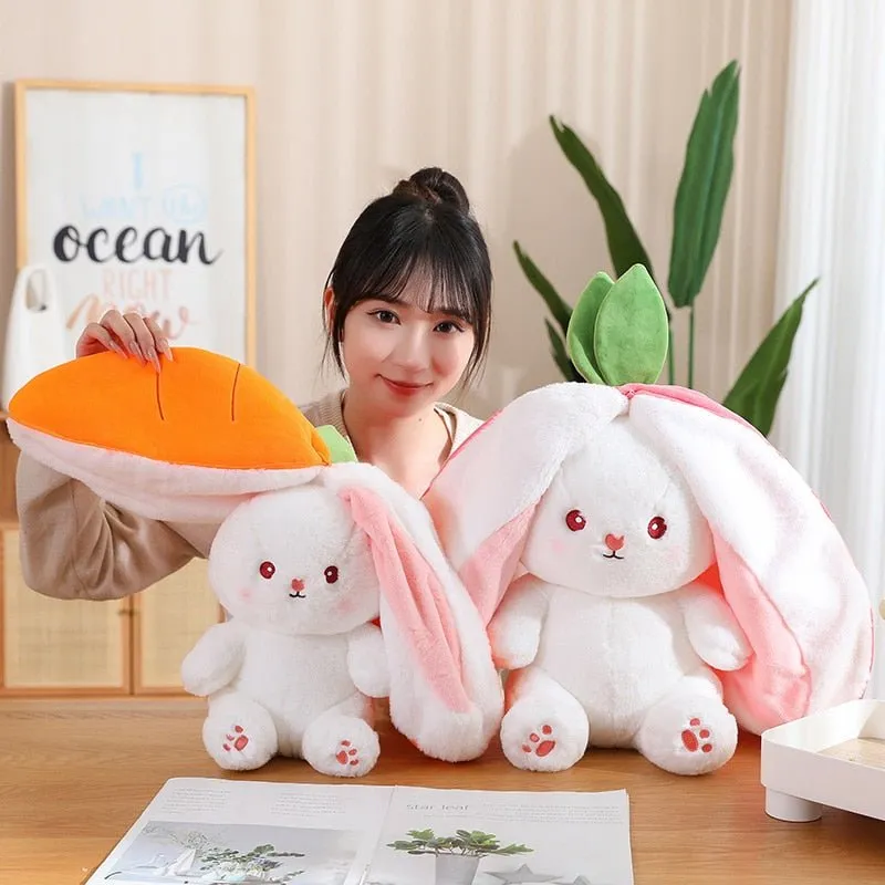 Kawaii Bunny in Strawberry & Carrot Hiding Bag