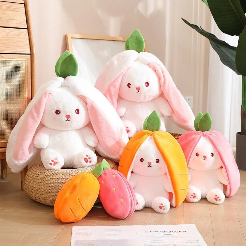 Kawaii Bunny in Strawberry & Carrot Hiding Bag