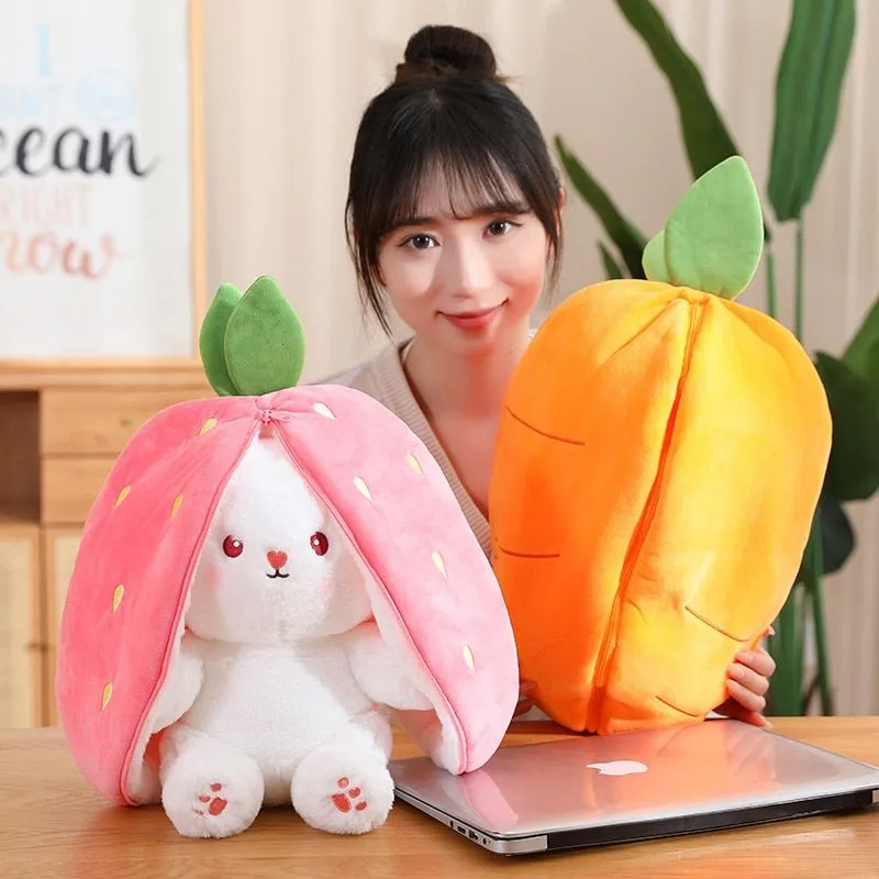 Kawaii Bunny in Strawberry & Carrot Hiding Bag