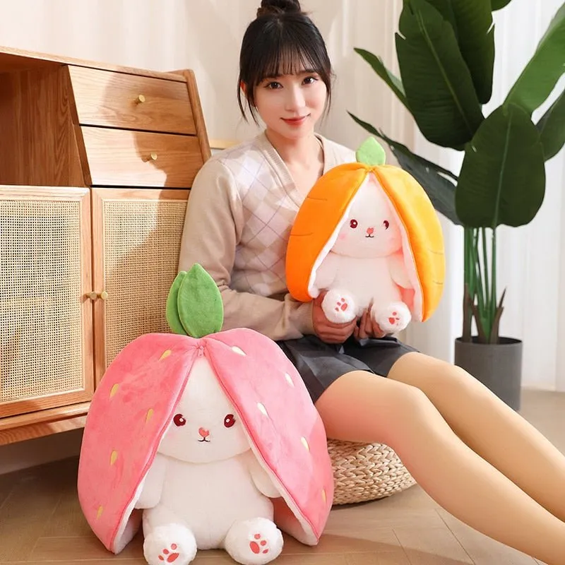 Kawaii Bunny in Strawberry & Carrot Hiding Bag