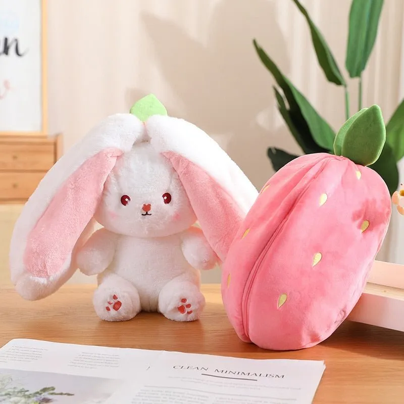 Kawaii Bunny in Strawberry & Carrot Hiding Bag