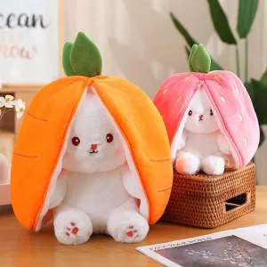Kawaii Bunny in Strawberry & Carrot Hiding Bag