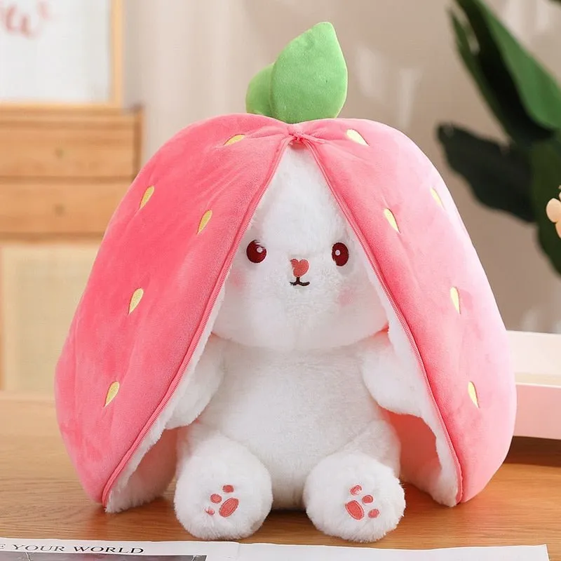 Kawaii Bunny in Strawberry & Carrot Hiding Bag