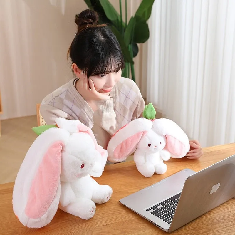 Kawaii Bunny in Strawberry & Carrot Hiding Bag