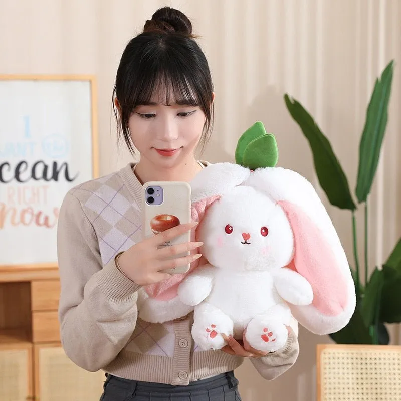 Kawaii Bunny in Strawberry & Carrot Hiding Bag