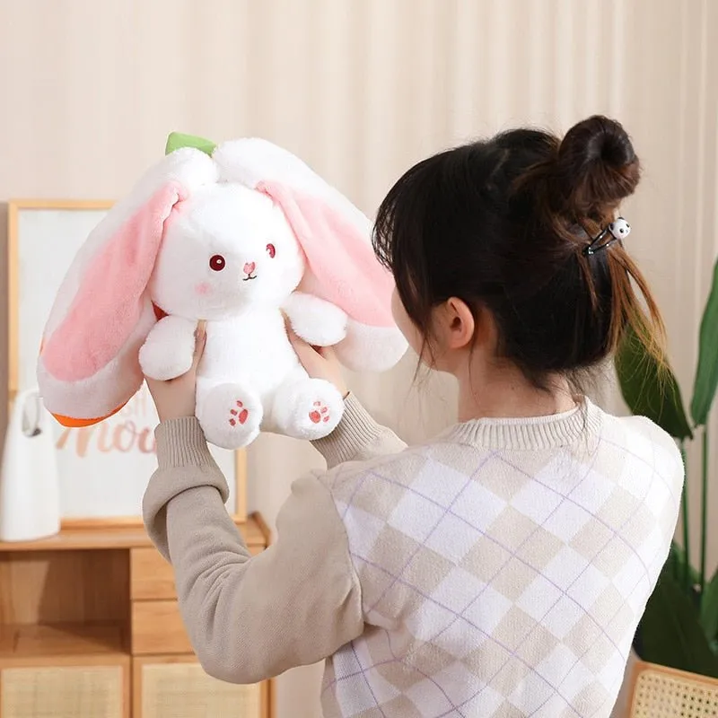 Kawaii Bunny in Strawberry & Carrot Hiding Bag